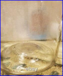 Antique Hand Blown Large 1 Gallon Glass Jar WithLid & Bale Handle