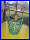 Antique Inverted Blue Coin Dot Glass Handled Biscuit Jar with Lid RARE GORGEOUS