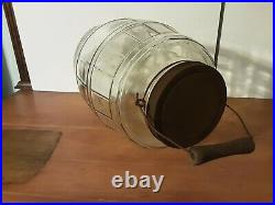 Antique Large Glass Pickle Jar Lid Bail Handle Wood Grip 13.5 Duraglas