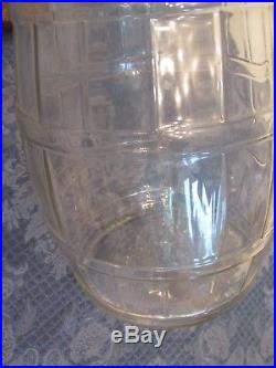 Antique Large Glass Pickle Jar Red Lid Bail Handle Wood Grip 13.5