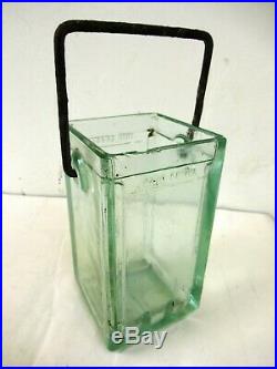 Antique Lead Acid Glass Battery Jar Box Made In England Container With Handle F