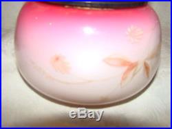 Antique Meriden Biscuit Jar Red/White Hand Painted Floral, Plated Handle & Top
