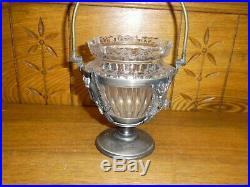 Antique Middletown Silver Plate Swing Handle & Glass Sugar Pickle Jar Chip