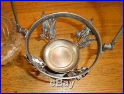 Antique Middletown Silver Plate Swing Handle & Glass Sugar Pickle Jar Chip