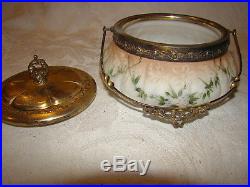 Antique Mount Washington Gilt Covered Small Biscuit Jar With Handle 5