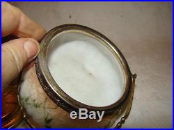 Antique Mount Washington Gilt Covered Small Biscuit Jar With Handle 5