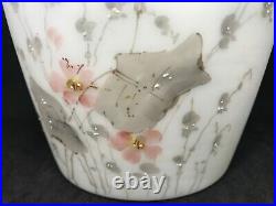 Antique Mt Washington/Pairpoint Biscuit Jar Covered In Pink Flowers