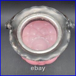 Antique Mt Washington Pink Quilted Diamond Crown Milano Cracker / Bisquit Jar