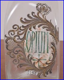 Antique OPIUM Label Glass Apothecary Jar Hand Blown Fruit Handle Pontil