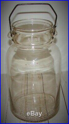 Antique One Gallon Clear Glass Butter Churn Jar with Handle