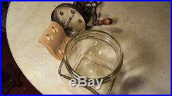 Antique One Quart Glass Jar Butter Churn Top Handle Wood Paddle UNUSUAL & NICE