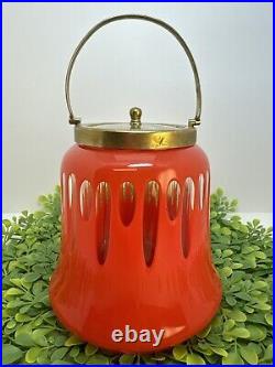 Antique Red Glass EPNS Lid Handle Art Deco Biscuit Cookie Jar Fabulous