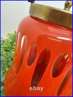 Antique Red Glass EPNS Lid Handle Art Deco Biscuit Cookie Jar Fabulous