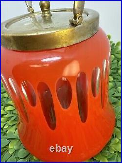 Antique Red Glass EPNS Lid Handle Art Deco Biscuit Cookie Jar Fabulous