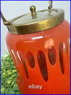 Antique Red Glass EPNS Lid Handle Art Deco Biscuit Cookie Jar Fabulous