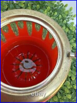 Antique Red Glass EPNS Lid Handle Art Deco Biscuit Cookie Jar Fabulous