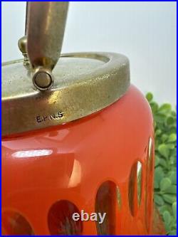 Antique Red Glass EPNS Lid Handle Art Deco Biscuit Cookie Jar Fabulous