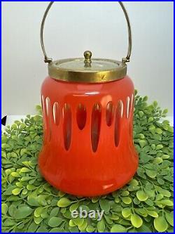 Antique Red Glass EPNS Lid Handle Art Deco Biscuit Cookie Jar Fabulous