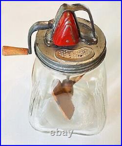 Antique SCC Standard Churn Co Farmhouse Red BUTTER CHURN 8 qt Tulip Glass/Metal