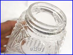 Antique Threaded Glass Jar with Metal Wire Handle Ornate Style