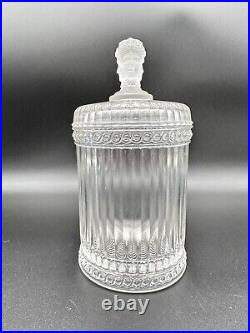 Antique Three-Faces Biscuit Jar in Glass With Satin Glass Three-Face Handle