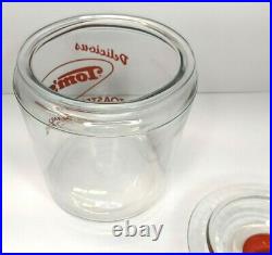 Antique Toms Toasted Peanuts Glass Jar Clear Lid Red Handle Counter Display