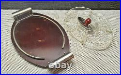 Antique Tray Canning Fruit Jar 5 Compartments Wood Glass Handle Chrome Appetizer