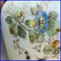 Antique Van Bergh Quad Plate Biscuit Jar/ Barrel Satin Robins Egg Blue Glass /b