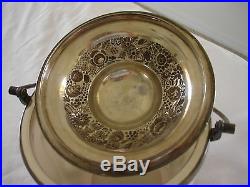 Antique Victorian Art Glass Biscuit Jar Handpainted Ornate Metal Lid and Handle
