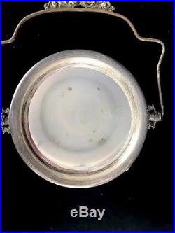 Antique Victorian Bristol Art Glass Biscuit Barrel Jar Silverplated Lid Handle