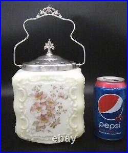 Antique Victorian C. F. MONROE WAVECREST Wave Crest Art Glass Cracker Biscuit Jar