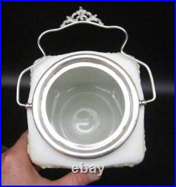 Antique Victorian C. F. MONROE WAVECREST Wave Crest Art Glass Cracker Biscuit Jar