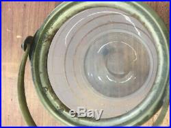 Antique Vintage Biscuit 1910-30 Jar Rope Barrel Handled Jar Etched Cut Glass