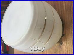Antique Vintage Biscuit 1910-30 Jar Rope Barrel Handled Jar Etched Cut Glass