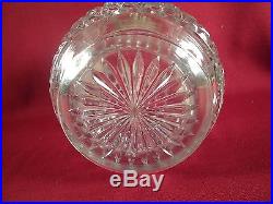 Antique Vintage Clear Cut Glass Biscuit Cookie Jar with Metal Rim and Handle