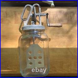 Antique Vintage Dandy Butter Churn Glass Jar Wooden Handle & Paddle 1940's