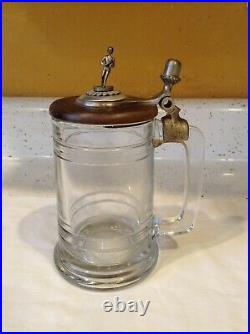 Antique Vintage Fort Glass Jar C Silver Handle Wood Lid Marked
