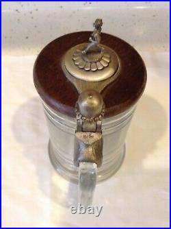 Antique Vintage Fort Glass Jar C Silver Handle Wood Lid Marked