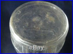 Antique Vintage Large Country Store Glass Pickle Barrel Jar Handle Green Lid
