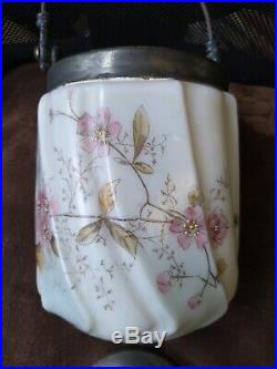Antique Wavecrest Cracker Biscuit Barrel Jar Silver Plated LID & Handle Roses