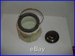Antique Wavecrest Cracker Biscuit Barrel Jar Silver Plated LID & Handle Roses
