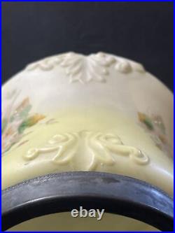 Antique Wavecrest Glass, New Amsterdam Silver Co Biscuit Cookie Jar With Flowers