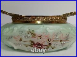 Antique Wavecrest Pin Dresser Jar Enameled Gold/Brass Ormolu Handles