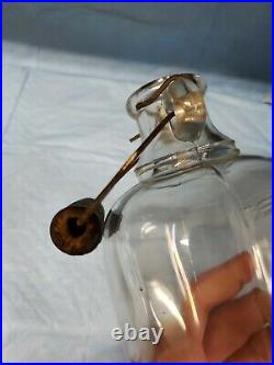 Antique Wooden Bail Handle Embossed One Quart Illinois Glass Co. Vinegar Bottle