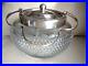 Antique c. 1900 Diamond Pattern Crystal Biscuit Barrel with Silver Plated Lid Jar