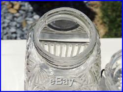 Antique vtg EAPG Victorian Canning JAR Screw GLASS LID Handle Candy Food Fruit