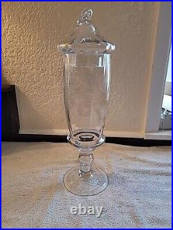 Apothecary Jar 18 Tall Bon Bon Candy Dish Clear Glass Footed Lidded Canister