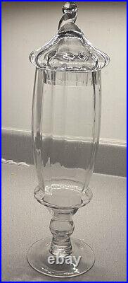 Apothecary Jar 21 Tall Bon Bon Candy Dish Clear Glass Footed Lidded Canister