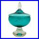 Aqua/ Turquoise Control Bubble Blue Glass Glass Candy Jar With Lid
