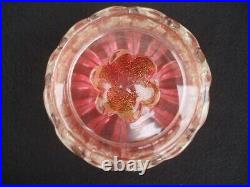 Archemede Seguso Art Glass Pink Adventurine Ribbed Sommerso Vanity Powder Box